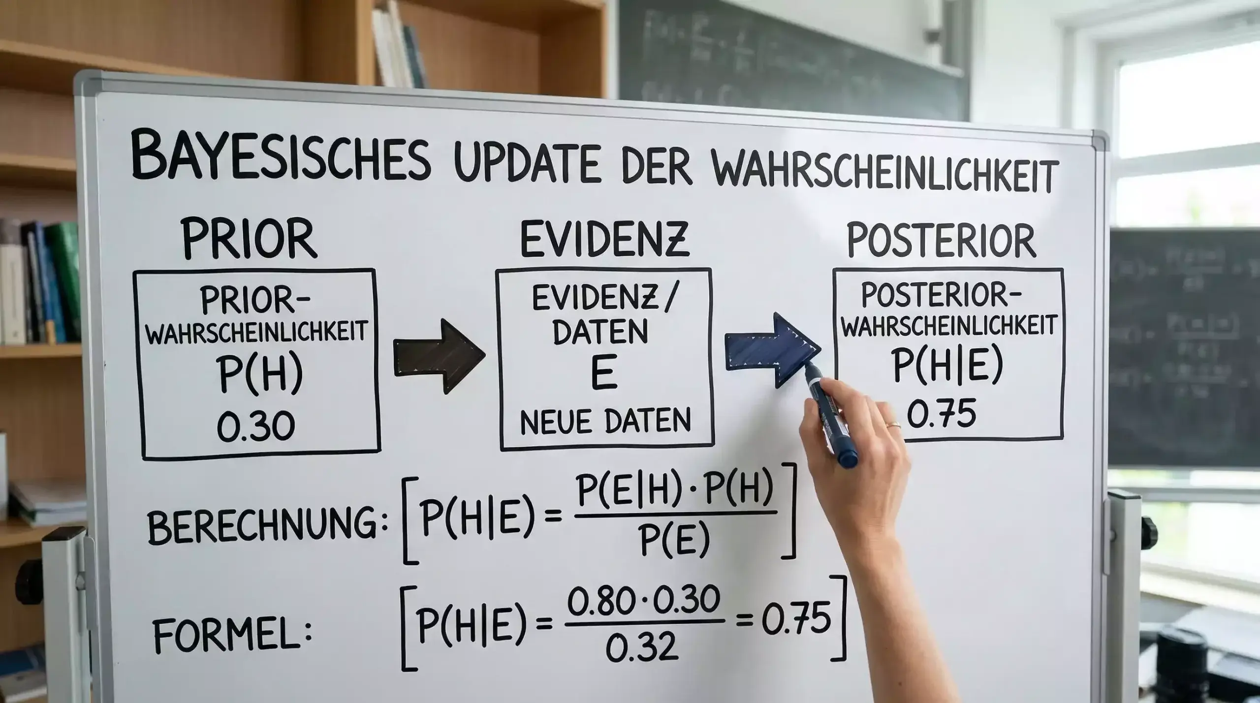 Visualisierung der Wahrscheinlichkeitsaktualisierung nach dem Bayes-Theorem
