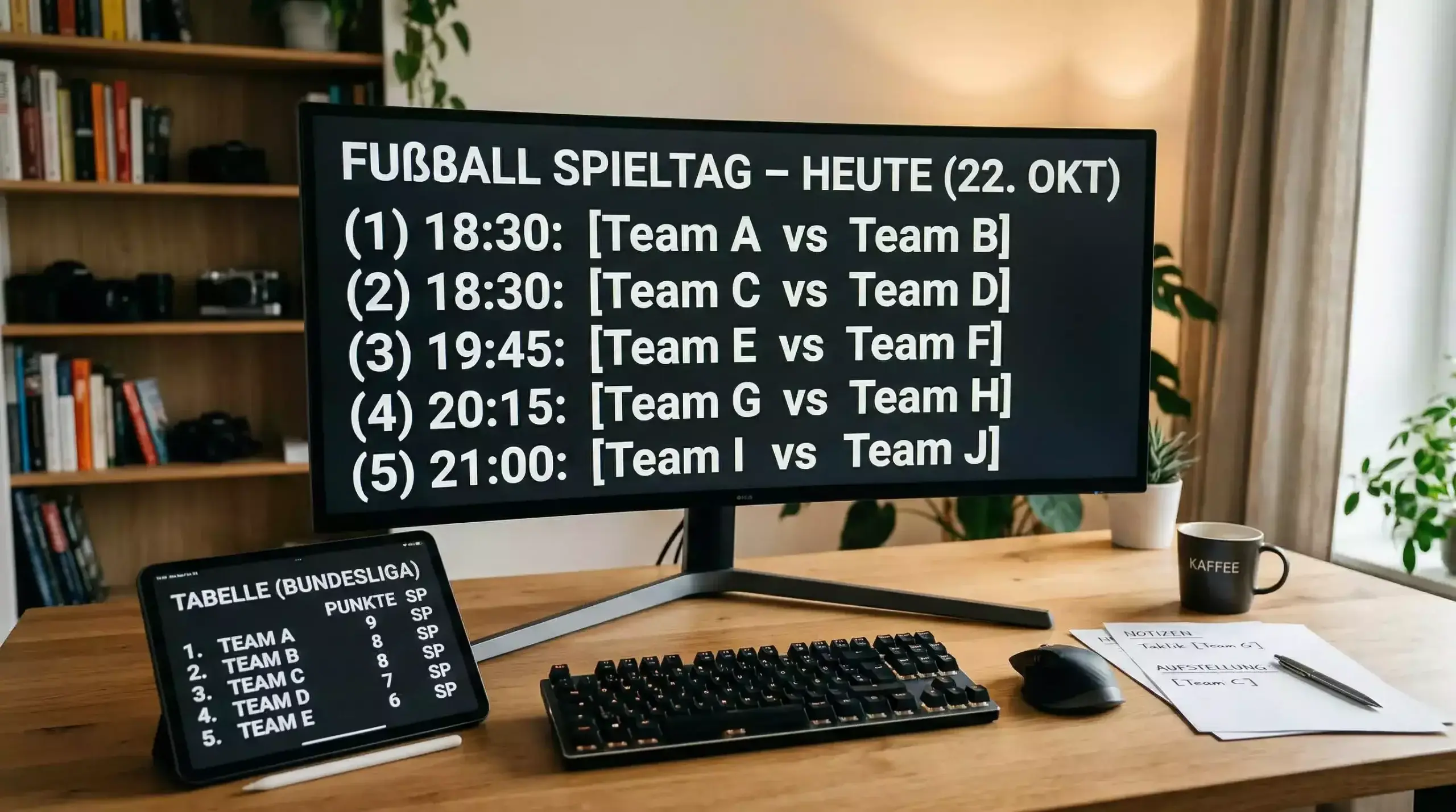 Übersichtstafel eines kompletten Bundesliga-Spieltags mit allen neun Partien