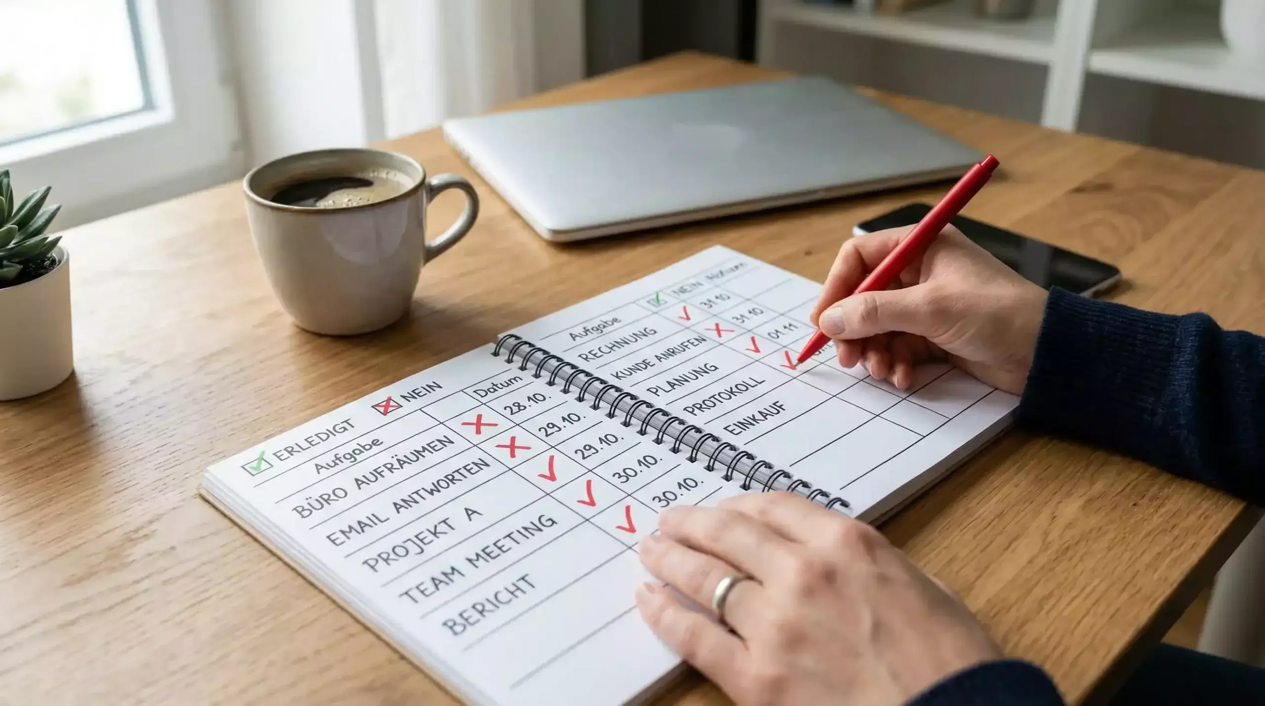 Person macht sich Notizen aus vergangenen Wettanalysen für zukünftige Verbesserungen