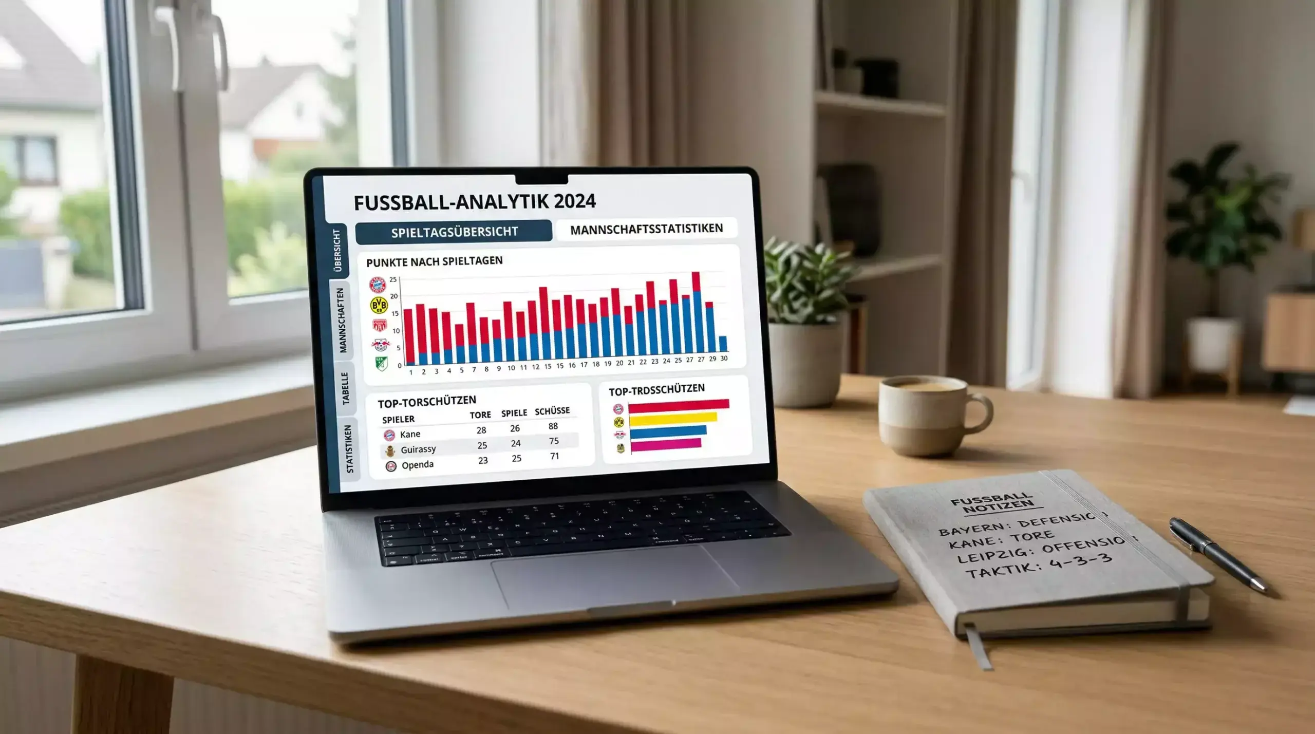 Laptop mit verschiedenen kostenlosen Analysetools und Statistikportalen geöffnet