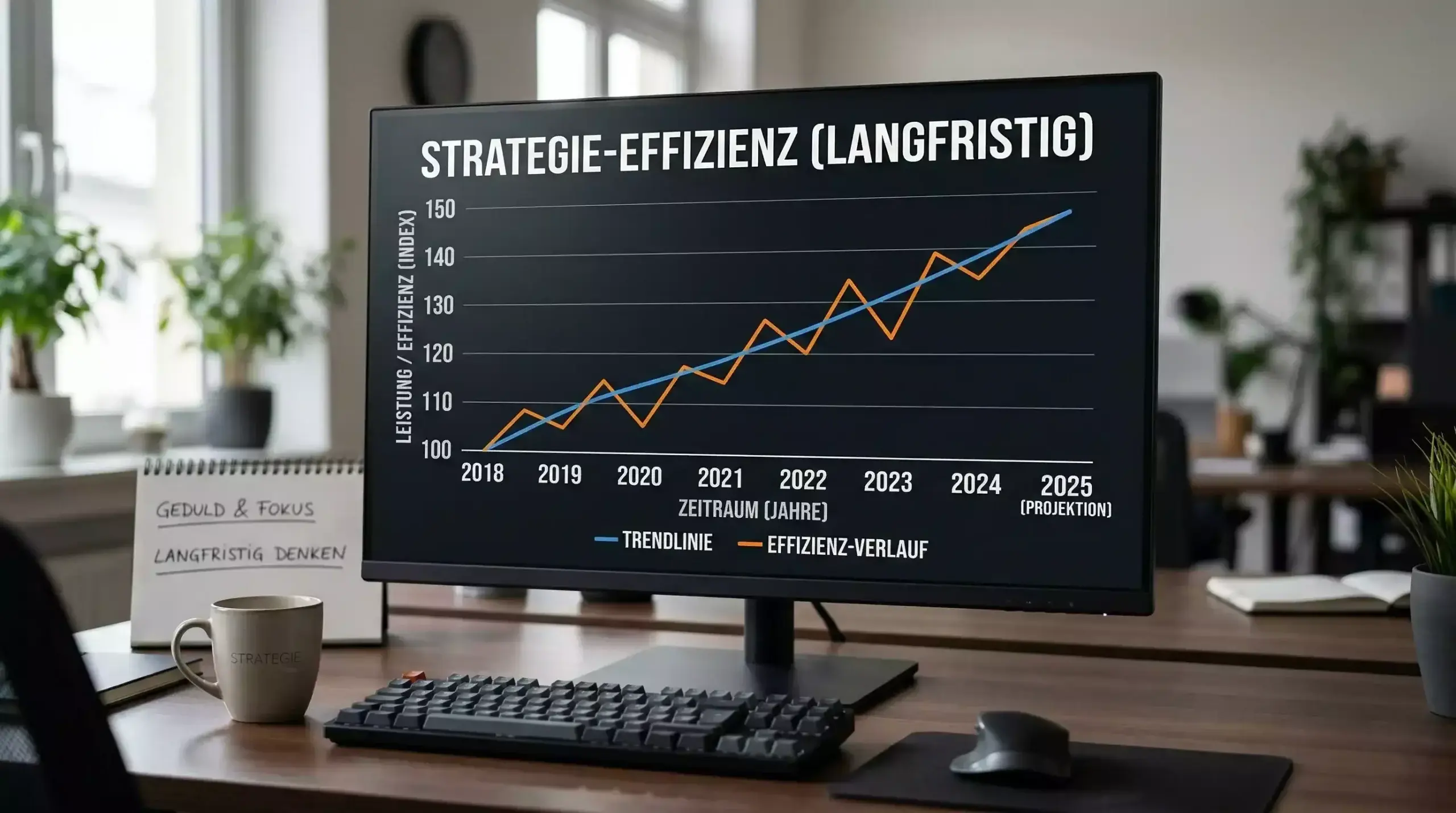 Langfristige Entwicklungskurve einer Wettstrategie über viele Wetten hinweg