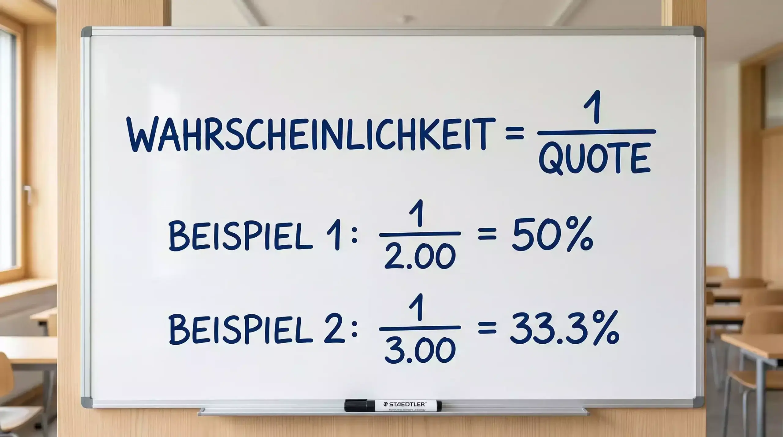 Formel zur Umrechnung von Dezimalquoten in Wahrscheinlichkeiten