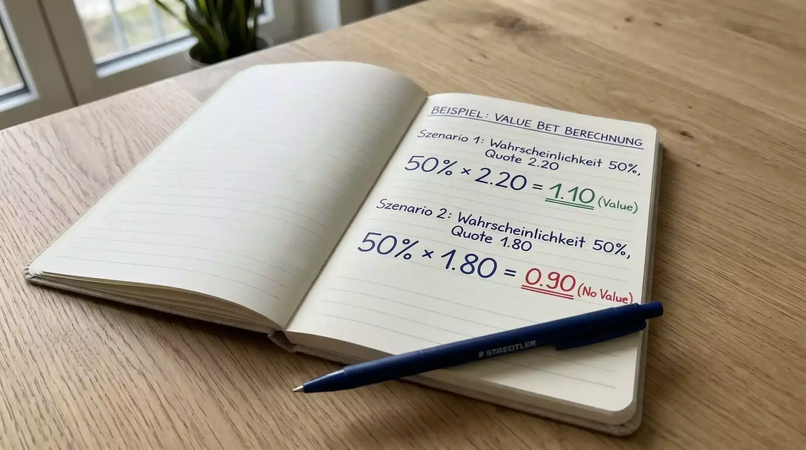 Beispielrechnung für Value Bet mit Wahrscheinlichkeit und Quote