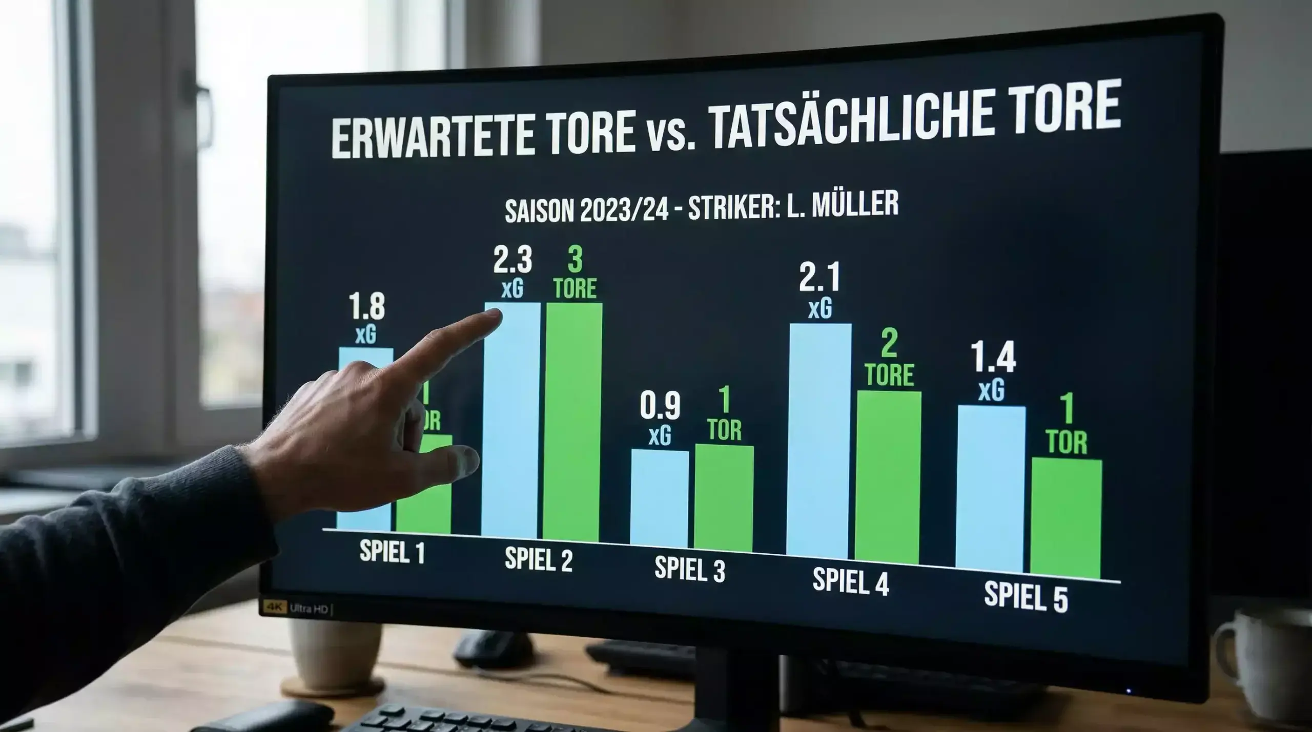 Grafische Darstellung von Expected Goals im Vergleich zu tatsächlich erzielten Toren